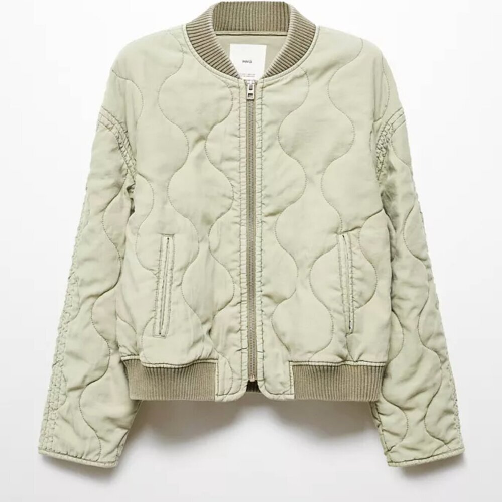 NWOT!   MANGO Women's Quilted Bomber Jacket Size XXL - Picture 2 of 11